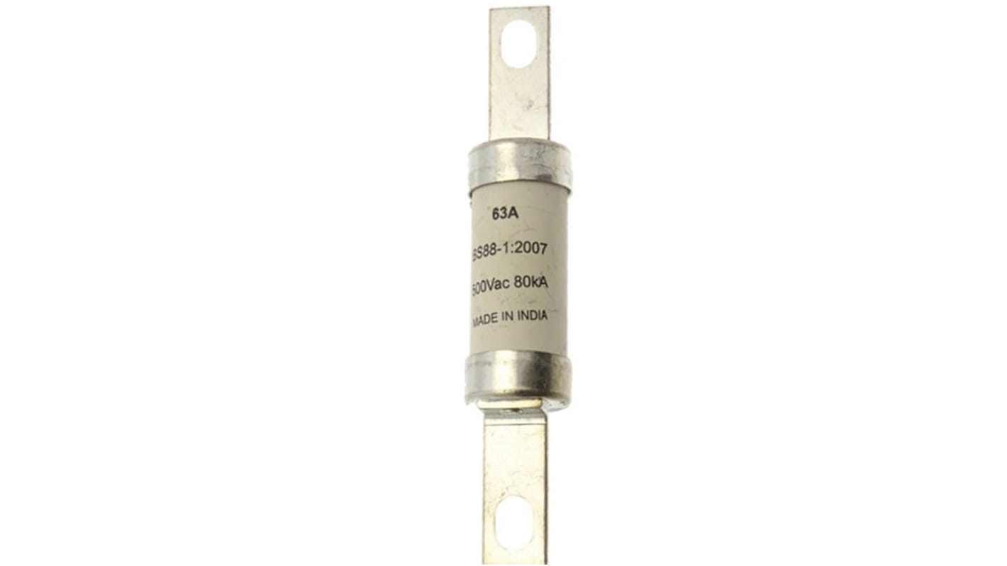 Fusibile a linguetta con fissaggio a bullone, Eaton, 63A, standard &#149; BS88, IEC 60269, fori di fissaggio da 97mm, cat.