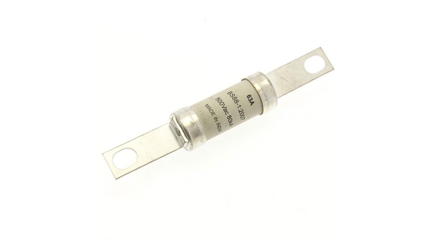 Fusibile a linguetta con fissaggio a bullone, Eaton, 63A, standard &#149; BS88, IEC 60269, fori di fissaggio da 111mm, cat.