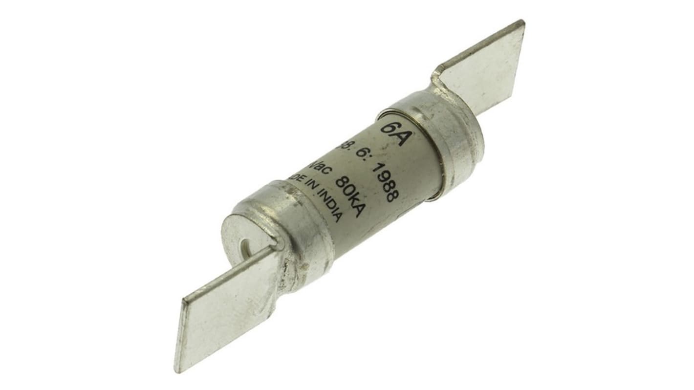 Fusibile a linguetta con fissaggio a bullone, Eaton, 6A, fusibile F2, standard &#149; BS88, IEC 60269, cat. gG 550V ca