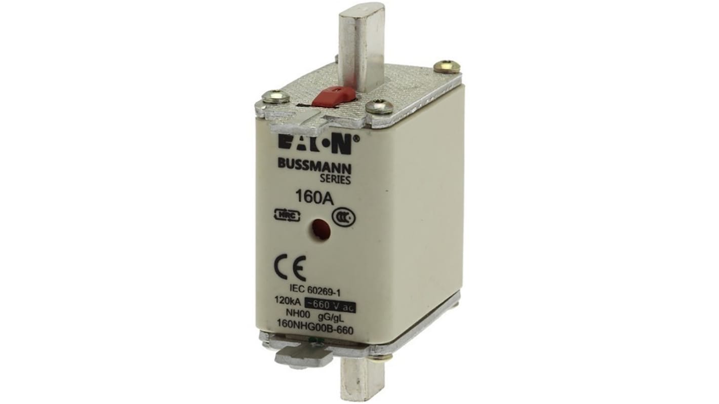 Fusibile NH, Eaton, 160A, fusibile NH00, standard DIN 43620, IEC 60269, cat. gG - gL 690V ca