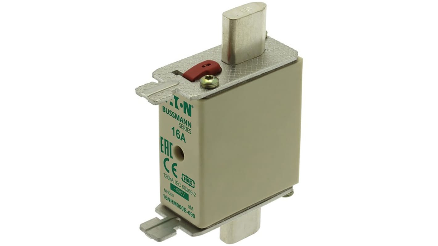16NHM000B690 Eaton 16A NH Fuse, NH000, 690V ac RS
