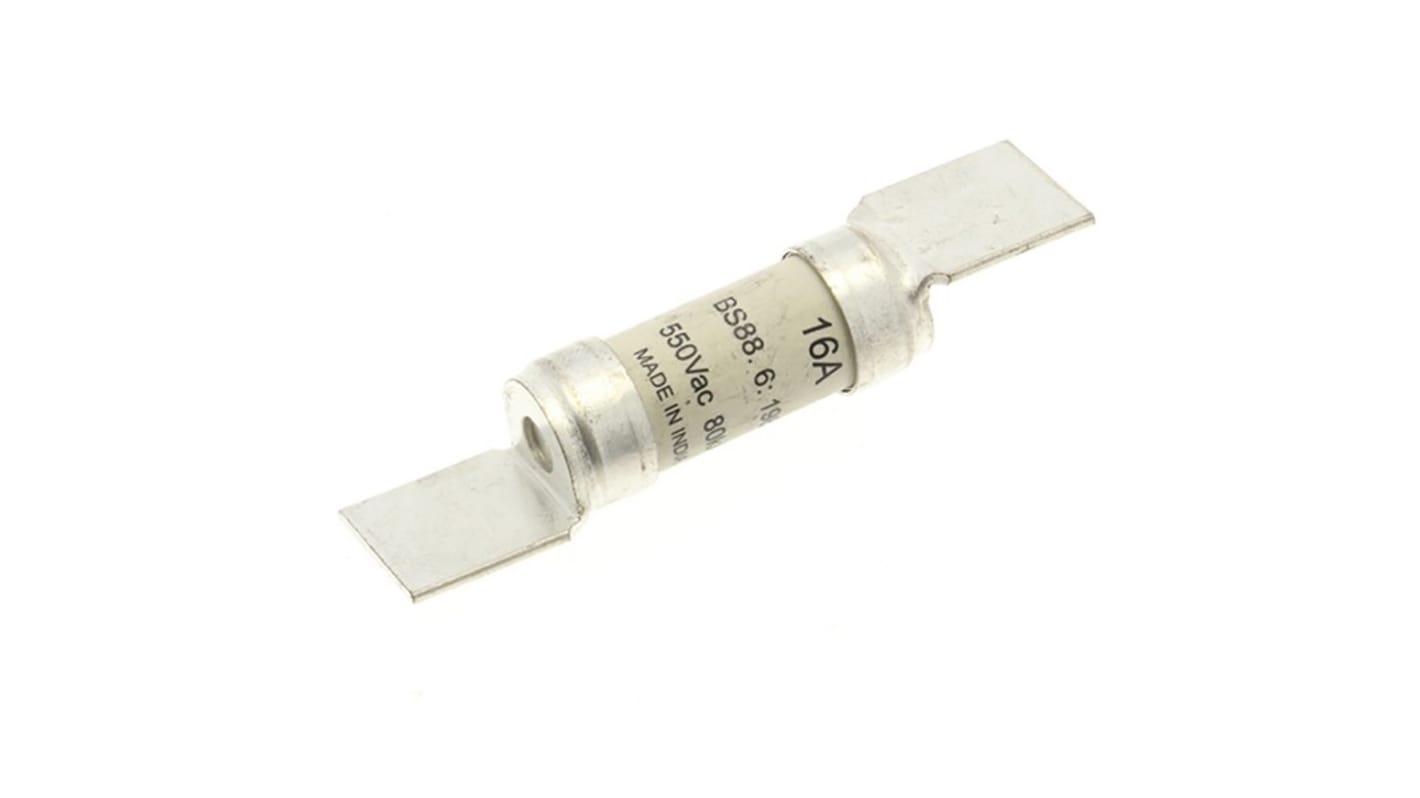 Fusibile a linguetta con fissaggio a bullone, Eaton, 16A, fusibile F2, standard &#149; BS88, IEC 60269, cat. gG 550V ca