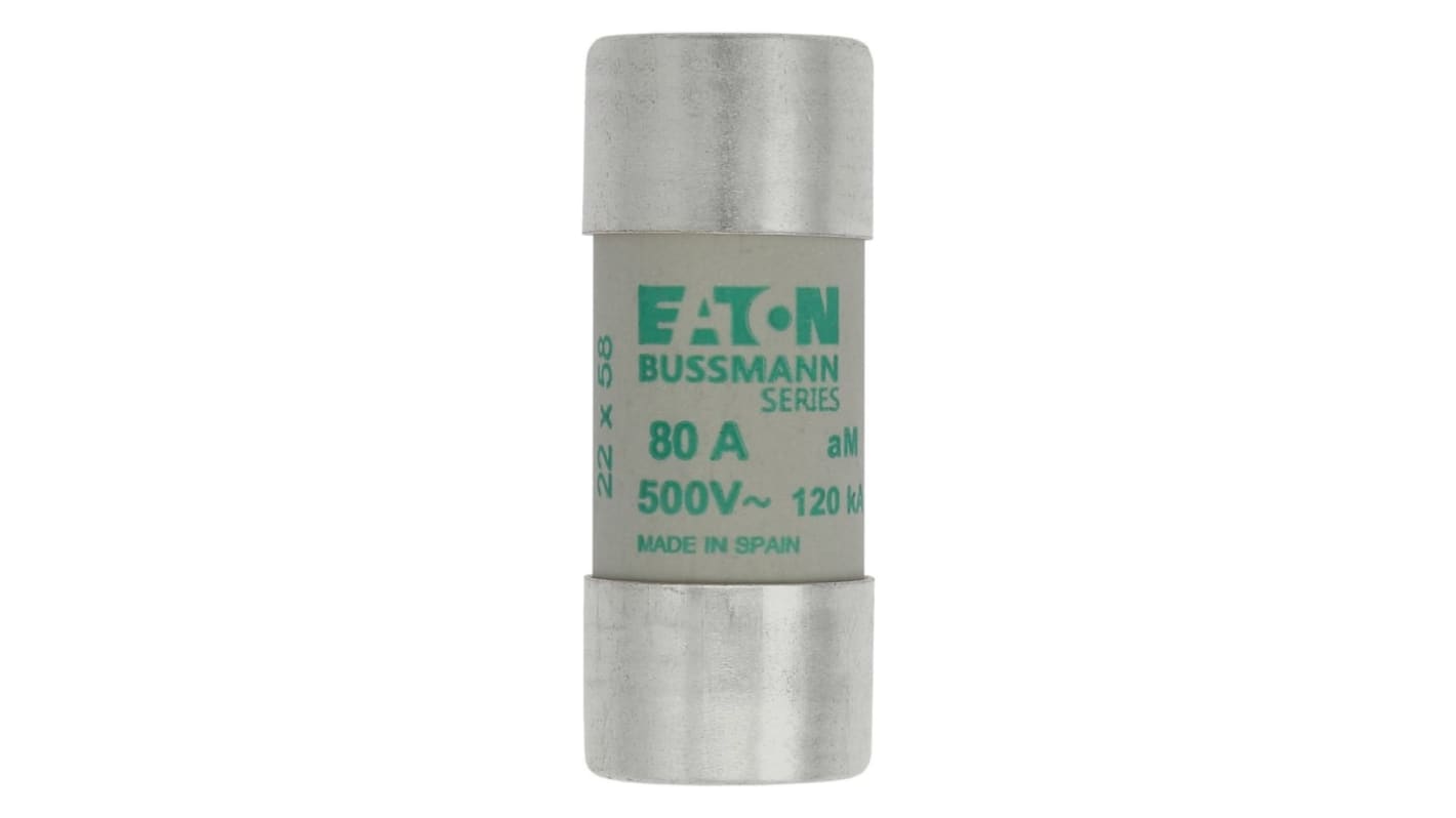 Eaton 80A Ceramic Cartridge Fuse, 22 x 58mm