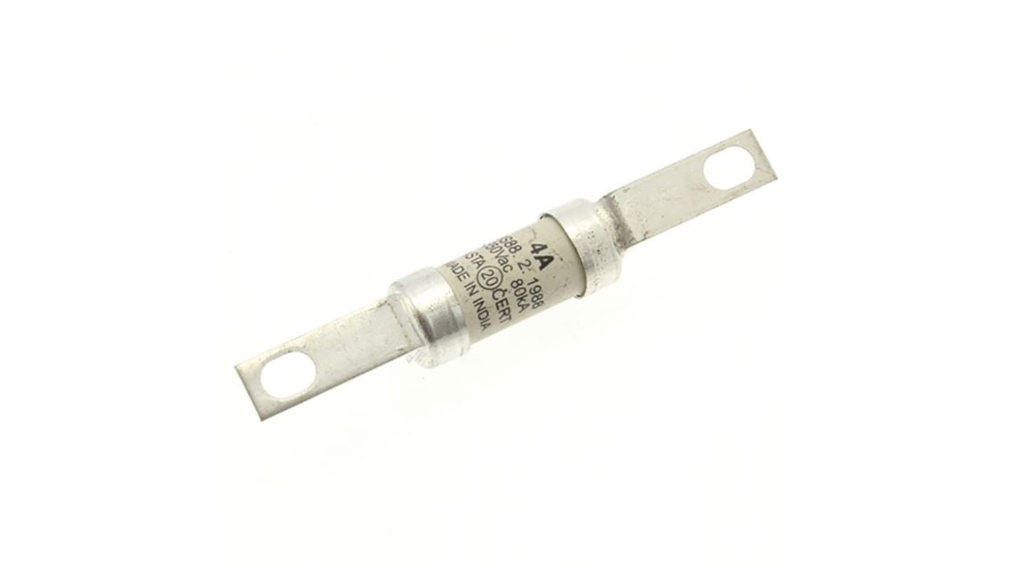 Fusibile a linguetta con fissaggio a bullone, Eaton, 4A, fusibile A2, standard &#149; BS88, IEC 60269, fori di fissaggio da