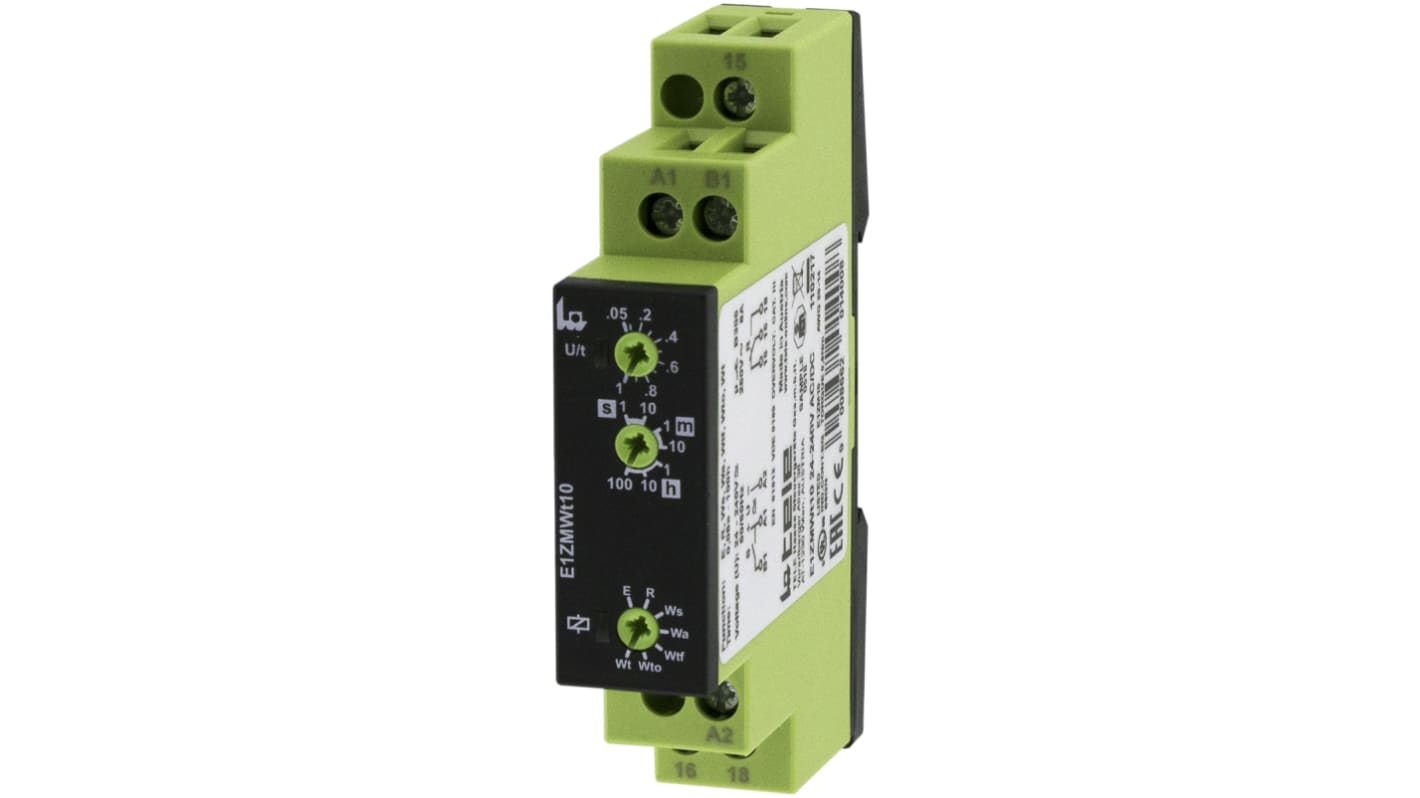 Tele ENYA Series DIN Rail Mount Time Delay Relay, 24 → 240V ac/dc, 1-Contact, 500 ms → 100h, SPST