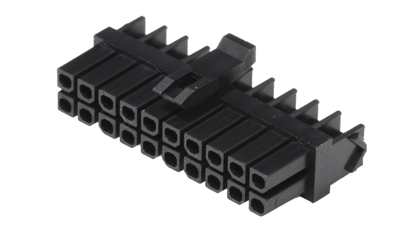 Carcasa de conector Molex Hembra 172952-2001, Serie MicroFit, paso: 3mm, 20 contactos, 2 filas, Macho, Montaje de Cable