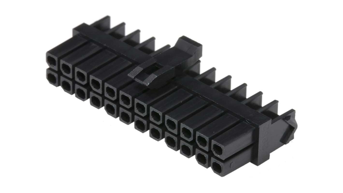 Carcasa de conector Molex Hembra 172952-2401, Serie MicroFit, paso: 3mm, 24 contactos, 2 filas, Macho, Montaje de Cable