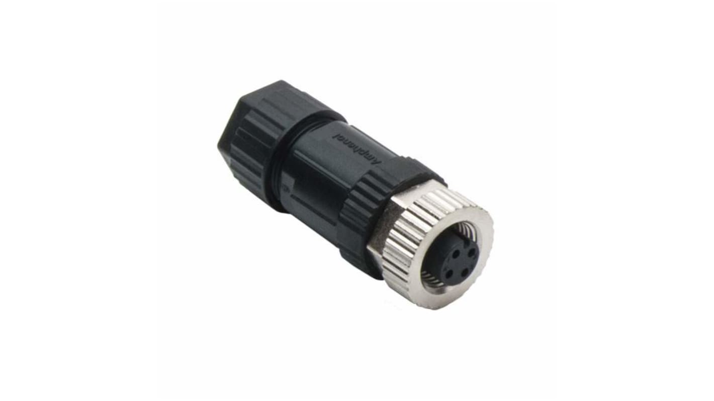 Conector circular Amphenol Industrial hembra serie M de 4 vías hembra, montaje aéreo, IP67