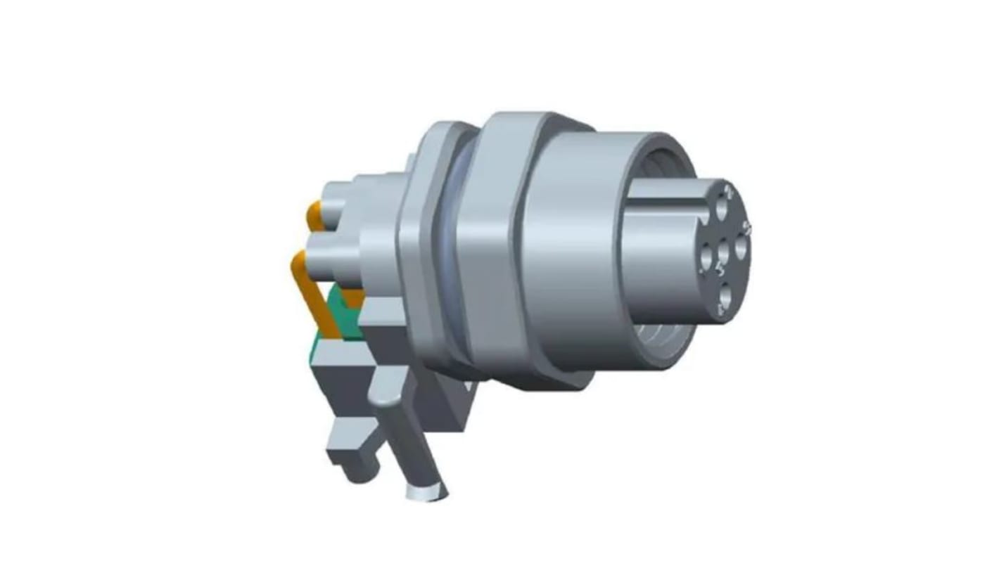 Connecteur circulaire Amphenol Industrial série M, M12 5 contacts, Montage panneau, raccordement Circuit imprimé nu
