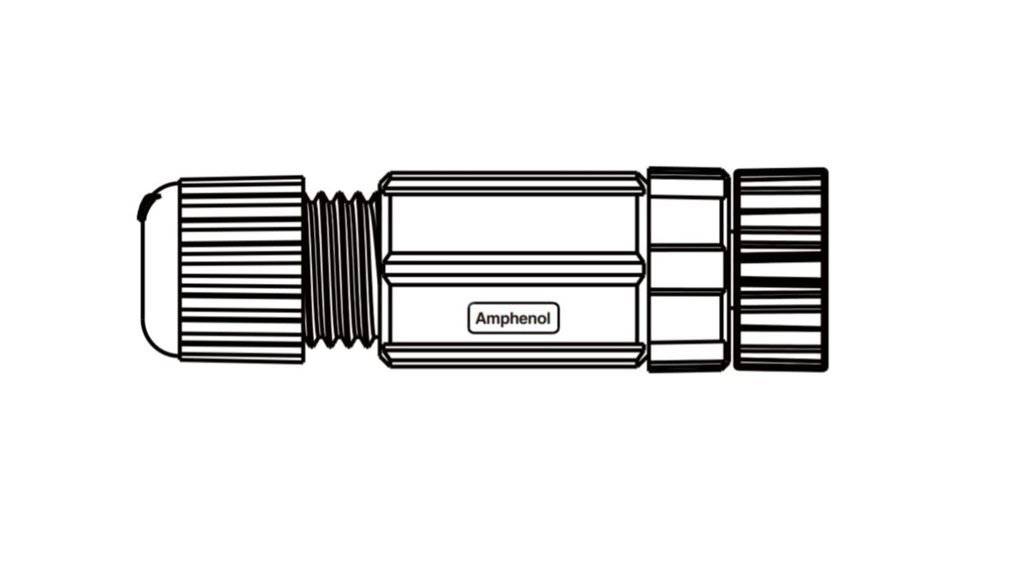 Conector circular Amphenol Industrial hembra serie M de 4 vías hembra, montaje aéreo, IP67