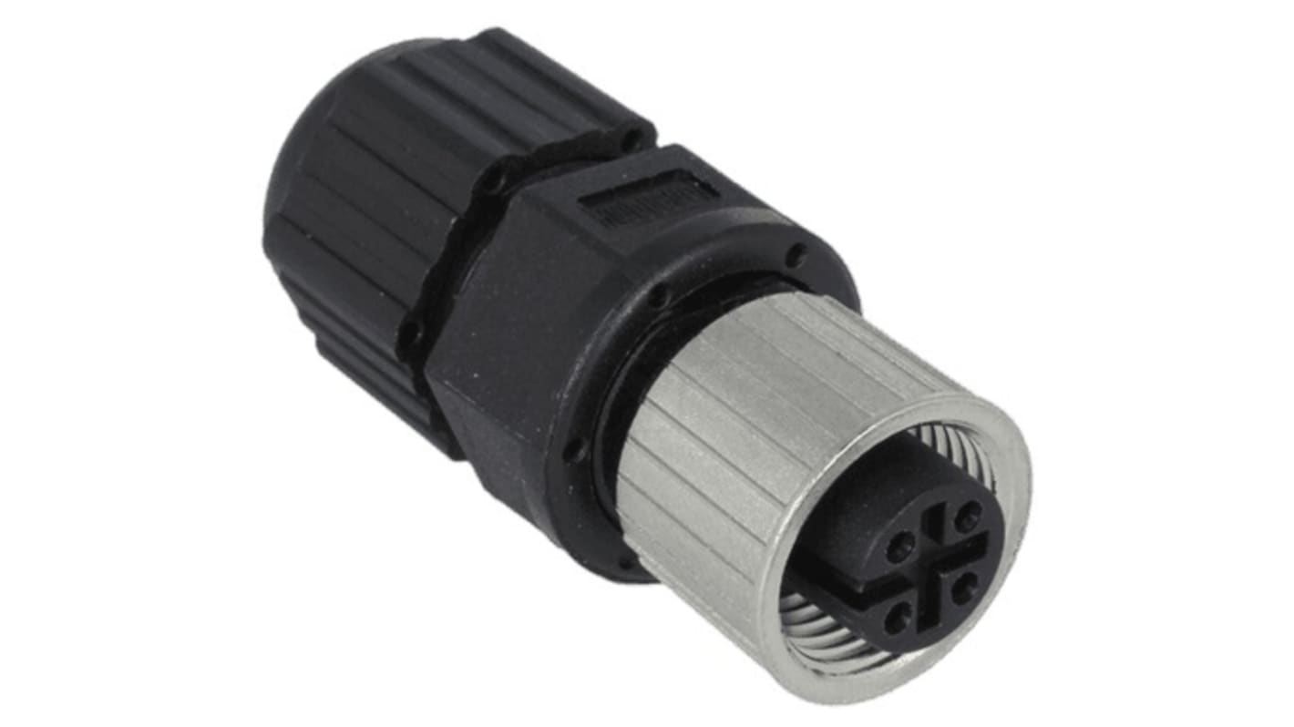 Amphenol Industrial Circular Connector, 4 Contacts, Cable Mount, M12 Connector, Socket, Female, IP68, M Series