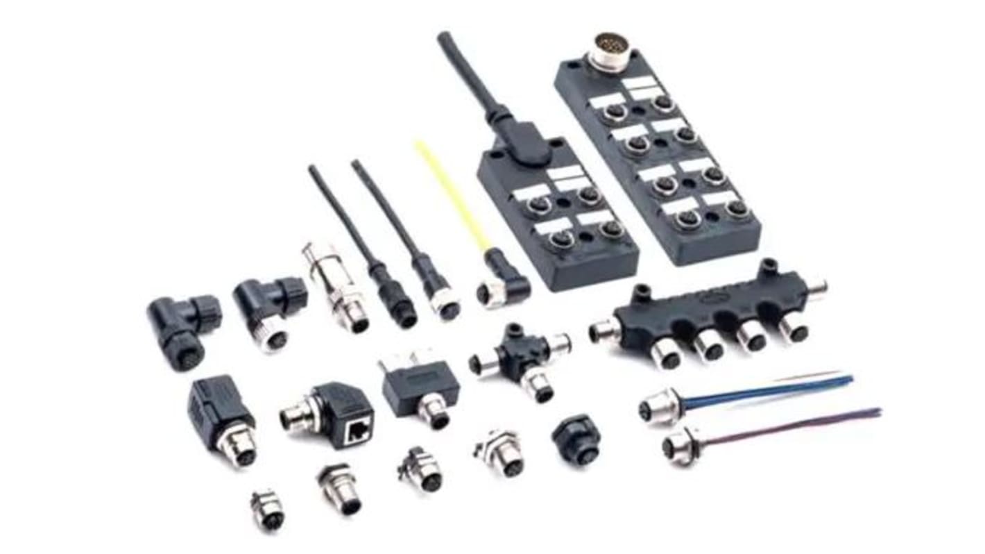 Amphenol Industrial Circular Connector, 4 Contacts, Panel Mount, M12 Connector, Plug, Male, IP68, M Series