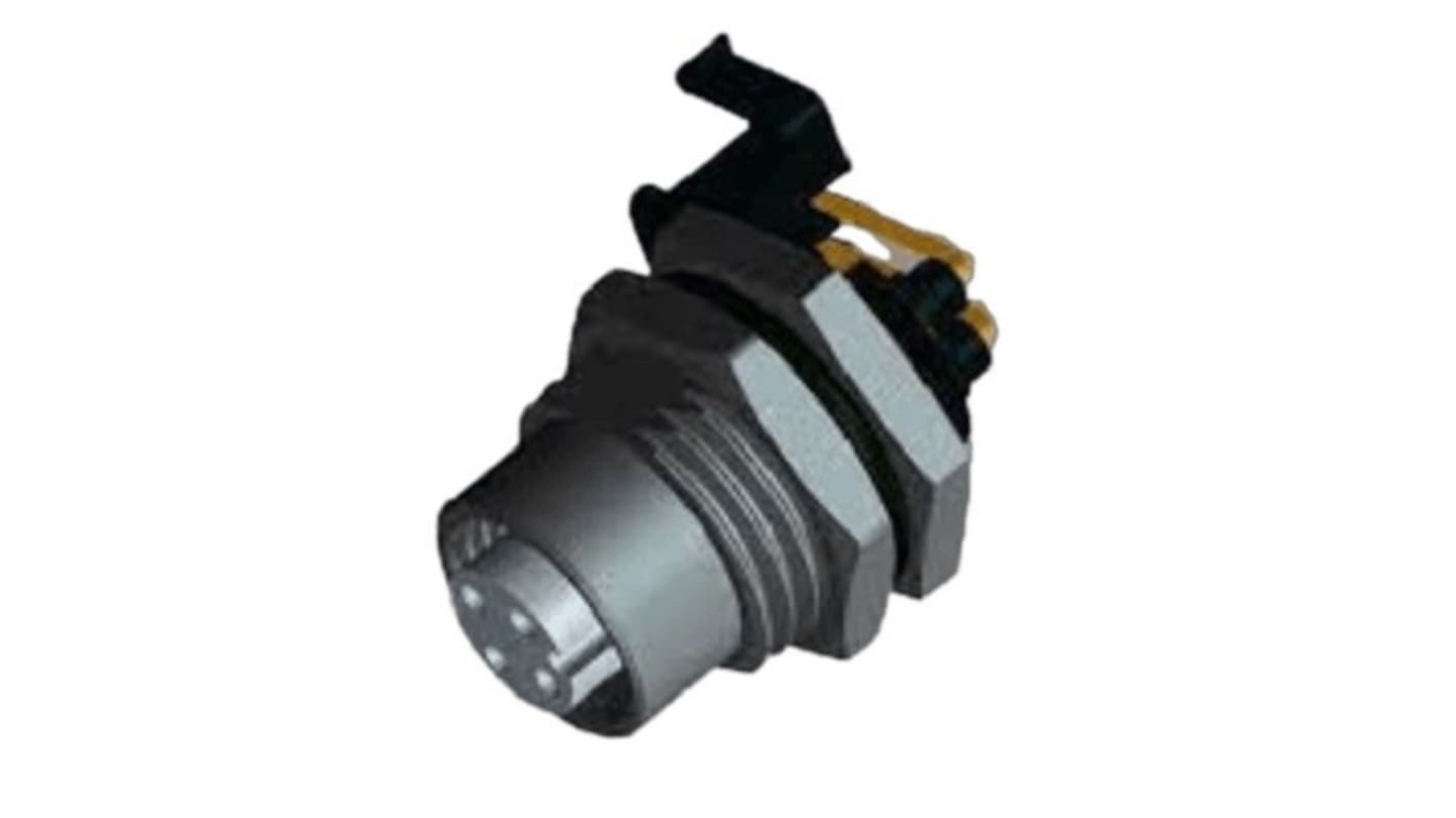 Amphenol Connector, 4 Contacts, Panel Mount, M12 Connector, Socket, Female, IP68, M Series Sensor Connectors Series