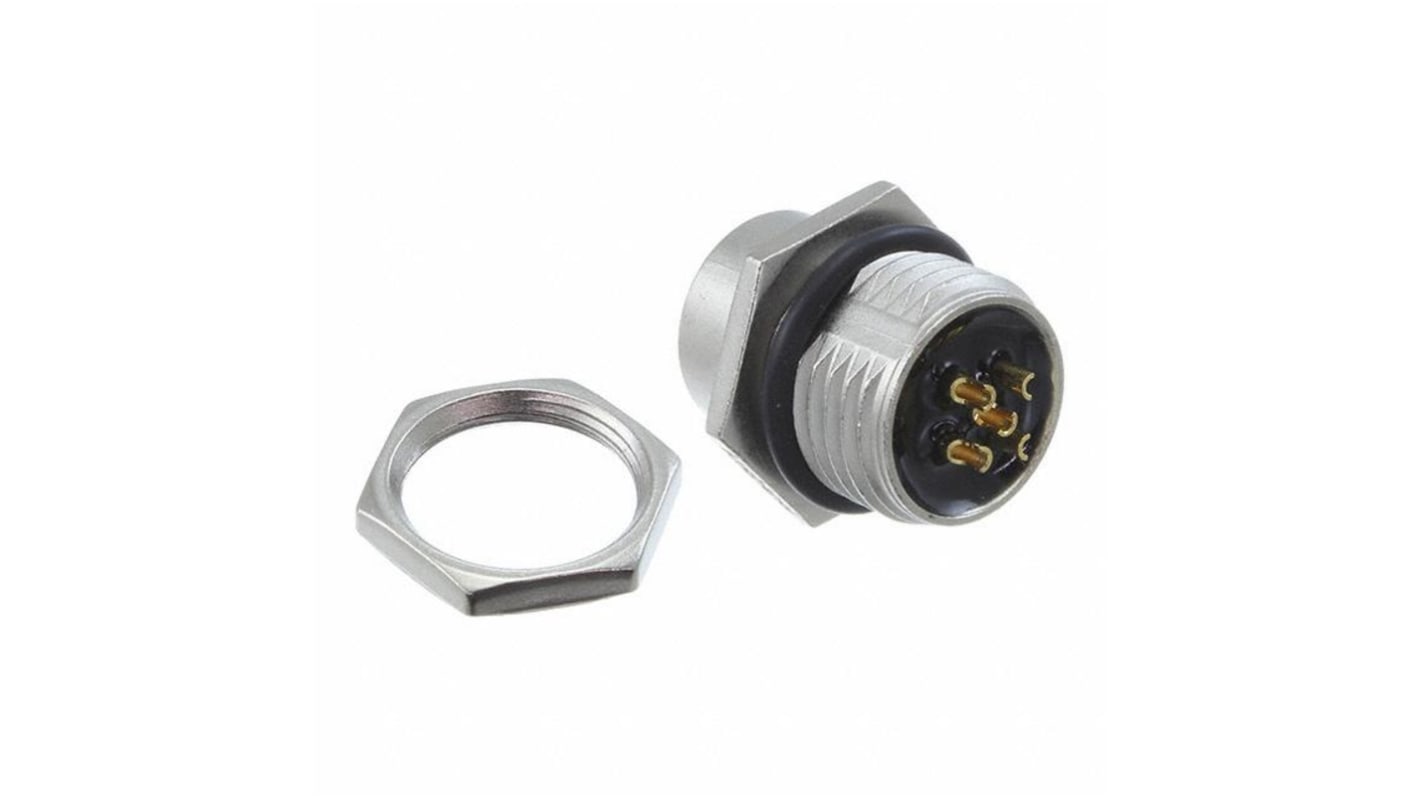 Amphenol Industrial Circular Connector, 5 Contacts, Panel Mount, M12 Connector, Socket, Female, IP68, IP69K, M Series