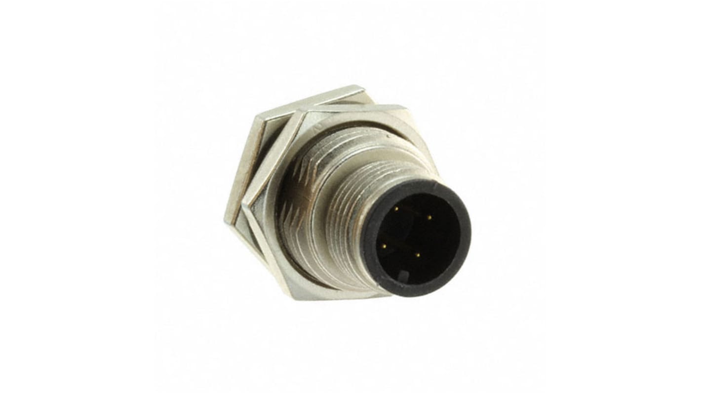 Amphenol M M12 Rundsteckverbinder Stecker 4-polig / 4.0A, Tafelmontage, Schraubanschluss IP68, IP69K