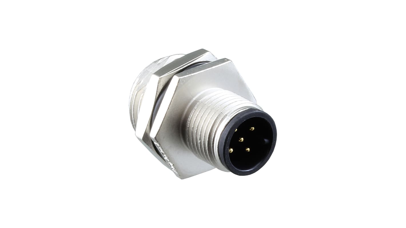 Amphenol M M12 Rundsteckverbinder Stecker 5-polig / 4.0A, Tafelmontage, Schraubanschluss IP68, IP69K