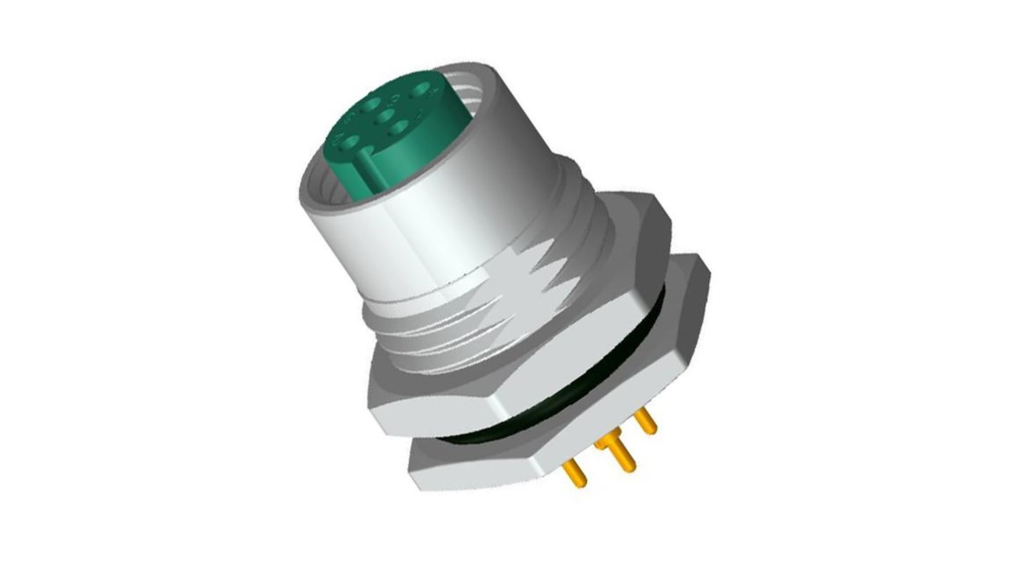 Amphenol Industrial Circular Connector, 4 Contacts, Panel Mount, M12 Connector, Socket, Female, IP68, IP69K, M Series