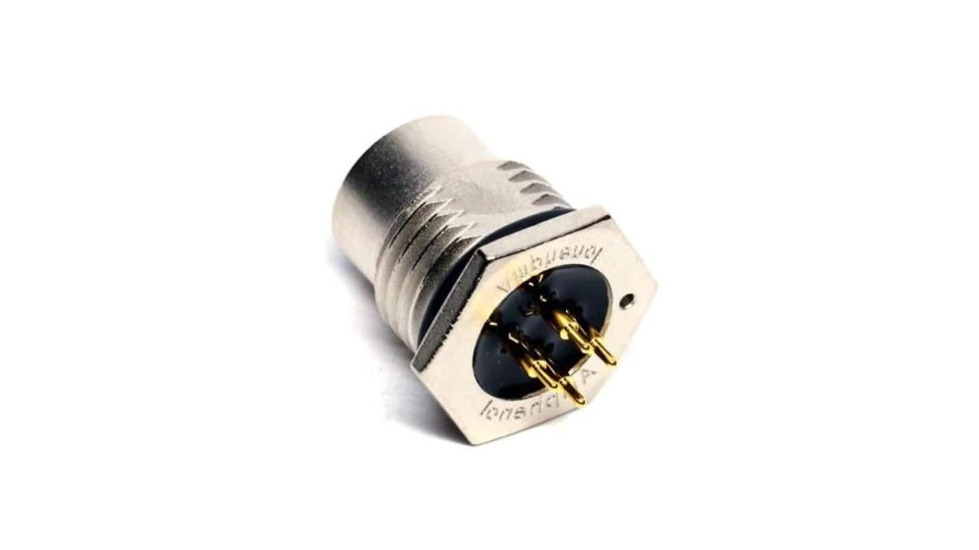 Amphenol Industrial Circular Connector, 4 Contacts, Panel Mount, M12 Connector, Socket, Female, IP68, IP69K, M Series