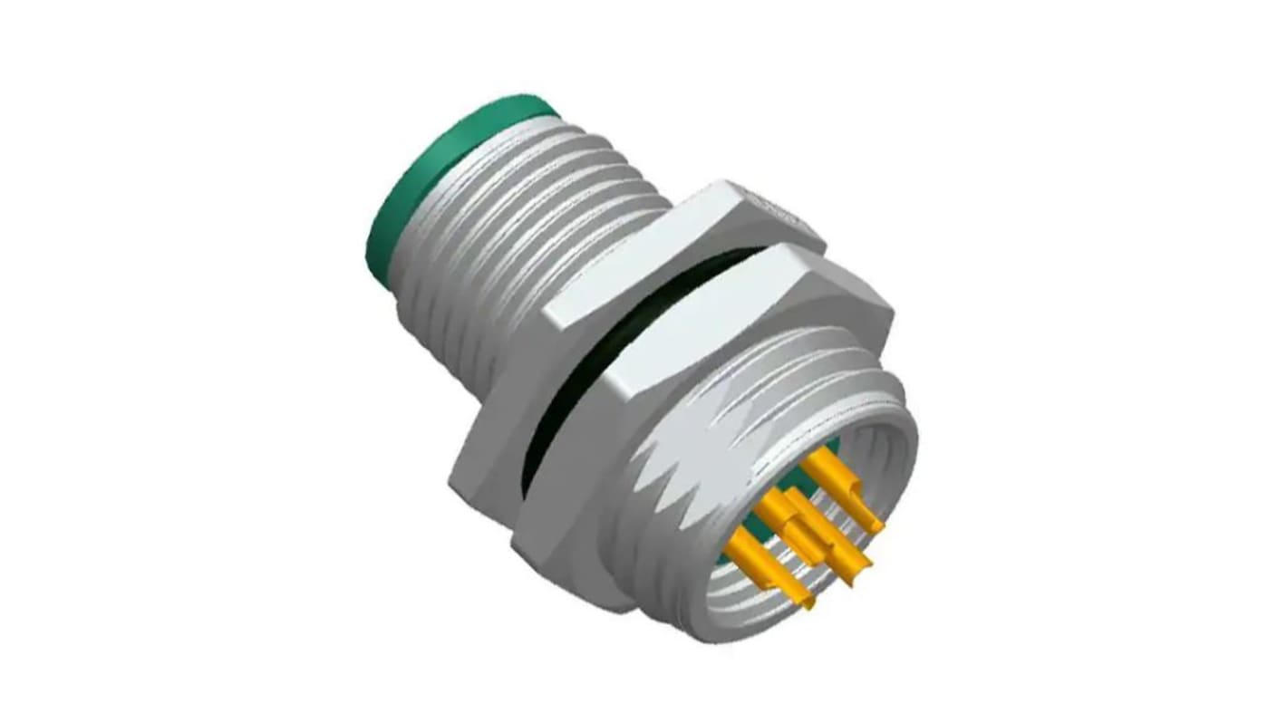 Amphenol Industrial Circular Connector, 4 Contacts, Panel Mount, M12 Connector, Plug, Male, IP68, IP69K, M Series