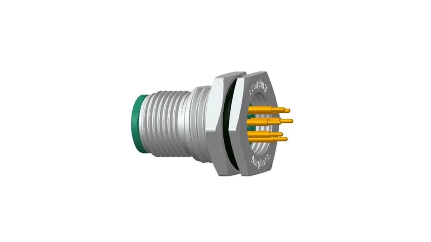 Amphenol Circular Connector, 6 Contacts, Panel Mount, M12 Connector, Plug, Male, IP68, IP69K, M Series