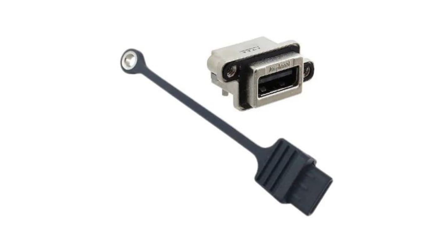 Connecteur USB 2.0 A Femelle Amphenol ICC ports, Montage panneau, Angle droit