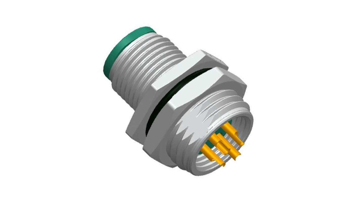 Amphenol Industrial Circular Connector, 4 Contacts, Panel Mount, M12 Connector, Plug, Male, IP68, IP69K, M Series