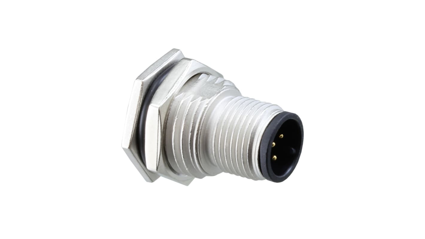 Amphenol Industrial Circular Connector, 5 Contacts, Panel Mount, M12 Connector, Plug, Male, IP68, IP69K, M Series