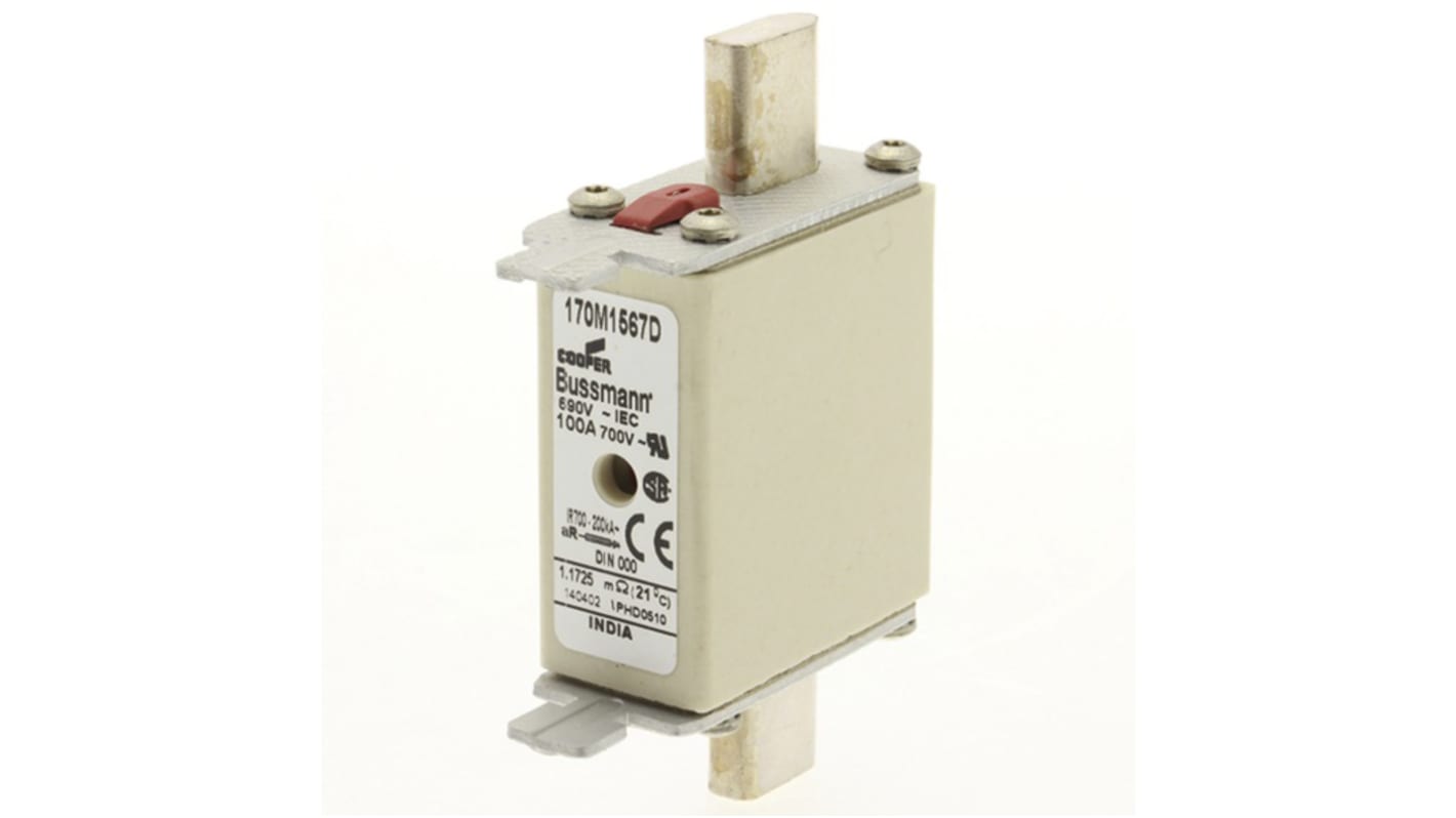 Fusibile con linguette centrate, Eaton, 250A, fusibile NH000 con velocità T, standard CE, CSA, IEC 60269, UL, cat. aR