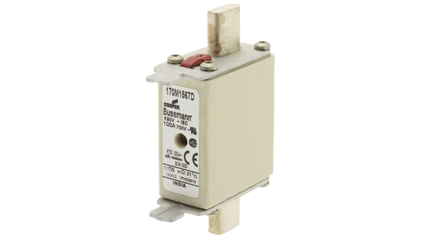 Fusibile con linguette centrate, Eaton, 16A, fusibile NH000 con velocità T, standard CE, CSA, IEC 60269, UL, cat. gR