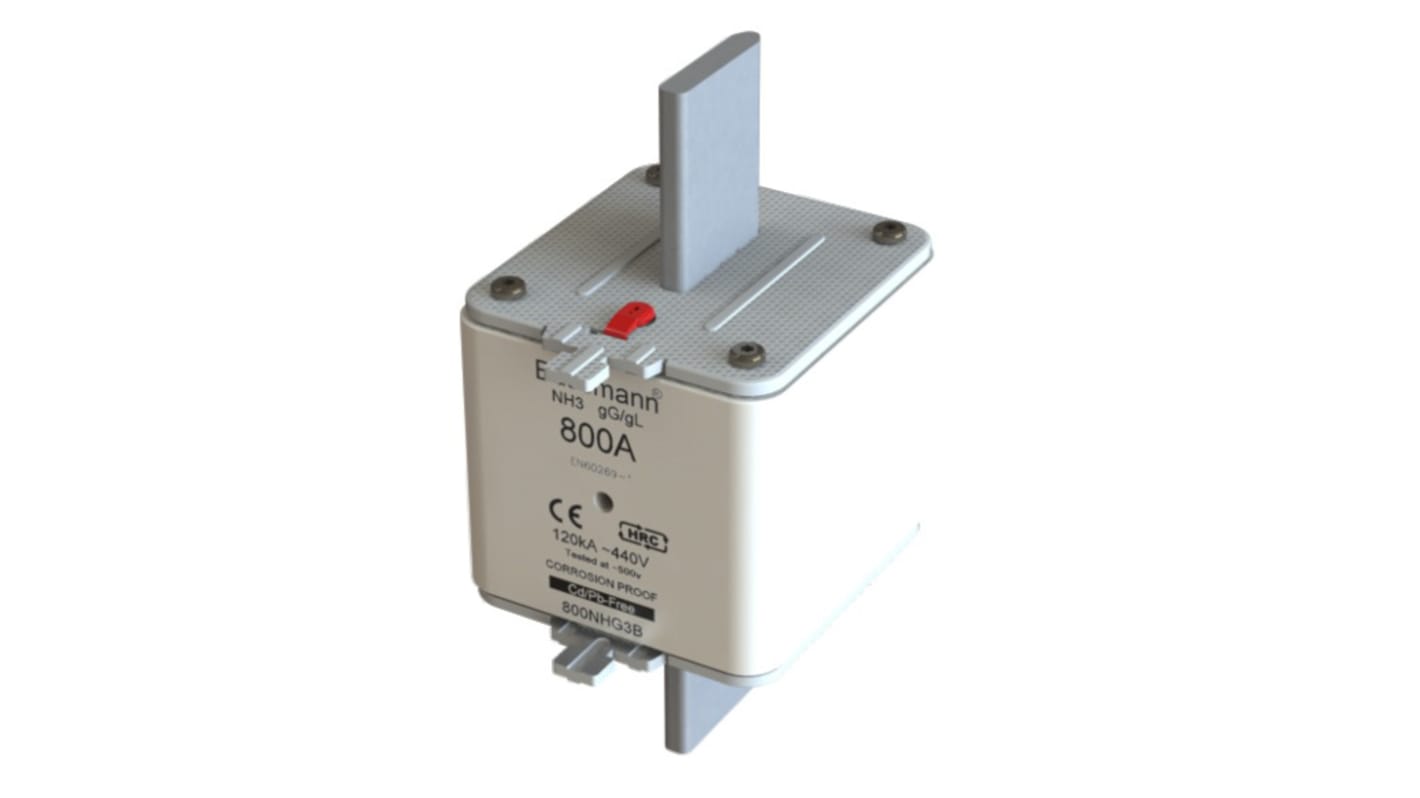 Fusibile con linguette centrate, Eaton, 800A, fusibile NH3, standard CE, DIN 43620, IEC 60269, VDE 0636, cat. gG - gL