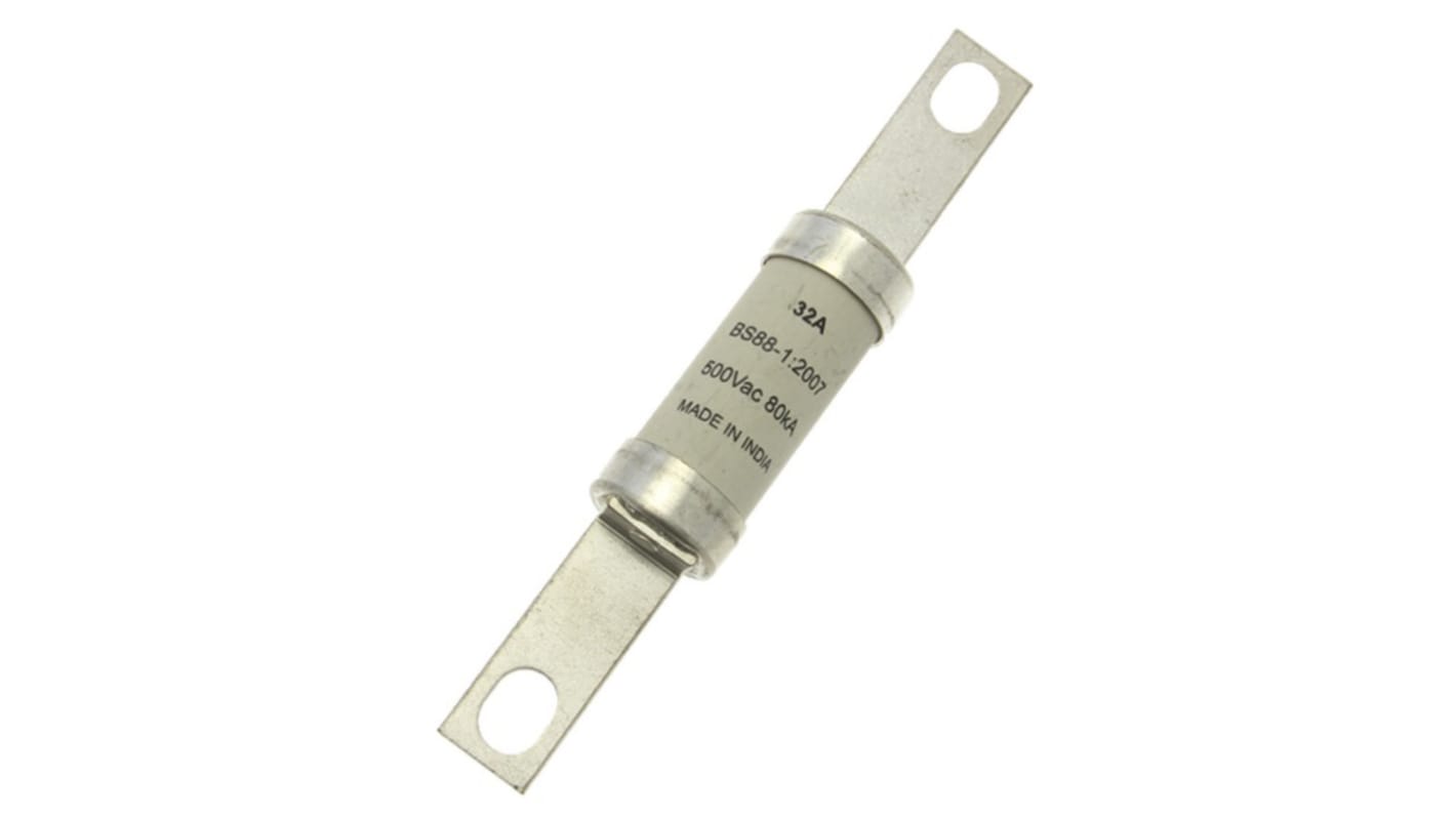 Fusibile a linguetta con fissaggio a bullone, Eaton, 32A, standard BS 88, IEC 60269, fori di fissaggio da 111.5mm, cat.