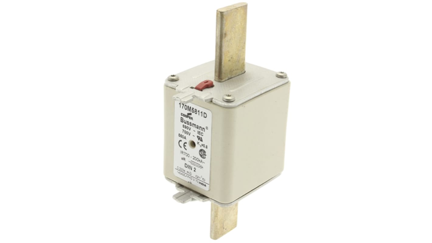 Fusibile con linguette centrate, Eaton, 550A, standard CE, CSA, IEC 60269, UL, cat. aR 690V ca