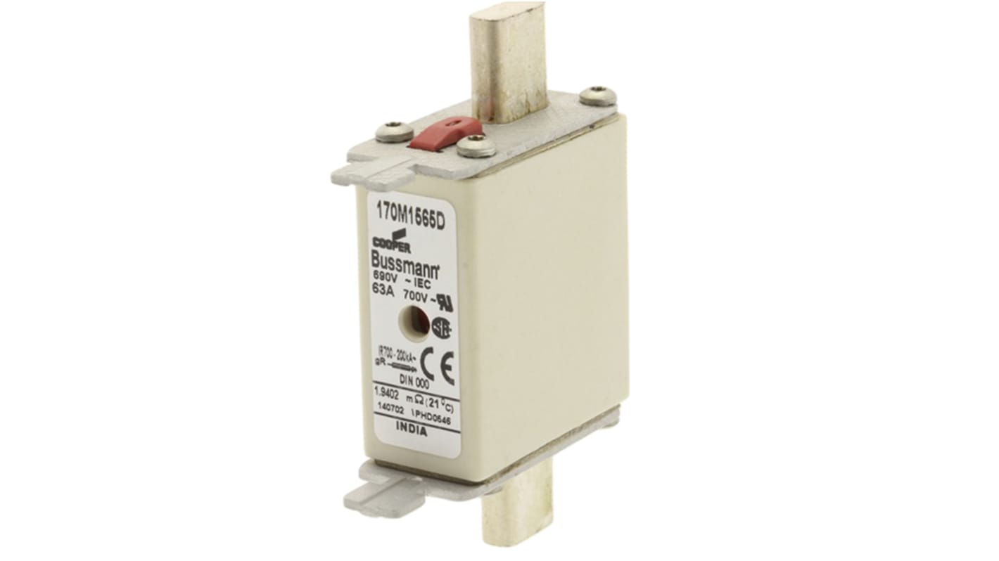 Eaton 63A Centred Tag Fuse, NH000, 690V