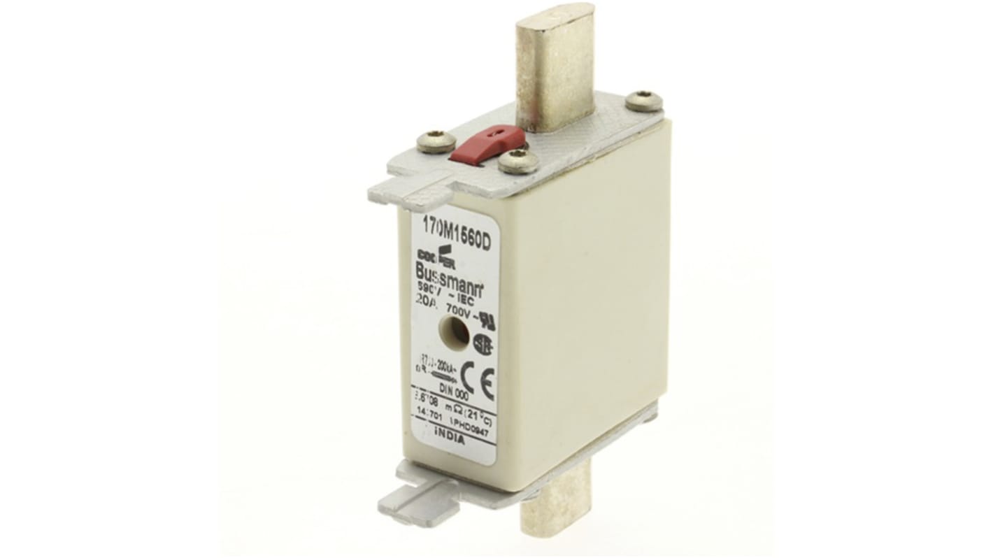 Eaton Bussmann Sicherungseinsatz NH000, 690V / 20A T, gR CE, CSA, IEC 60269, UL