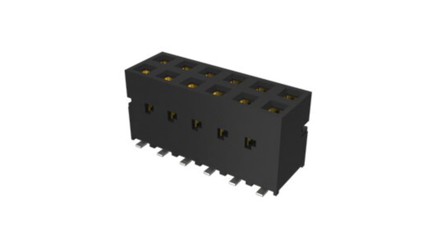 Conector hembra para PCB Amphenol Communications Solutions serie Dubox 89898, de 6 vías en 2 filas, paso 2.54mm, 1 kV,