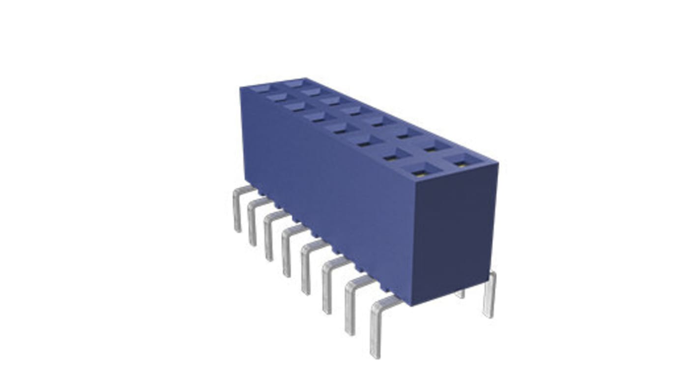 Conector hembra para PCB Amphenol ICC serie Dubox 75915, de 16 vías en 1 fila, paso 2.54mm, 1 kV, 12A, Montaje en