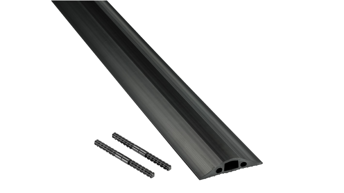 RS PRO Kabelabdeckung, Kabelbrücke, Innen-Ø 14mm 14 x 9mm, 68 mm x 9m PVC, Schwarz