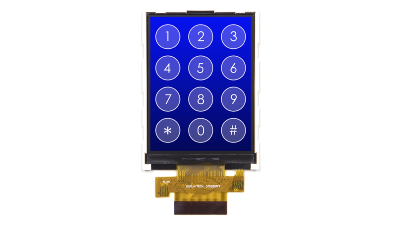 Displej TFT LCD, řada: DT028 2.8in dotykový prostupný TFT 240 x 320pixely podsvícení LED rozhraní MCU, RGB Displaytech
