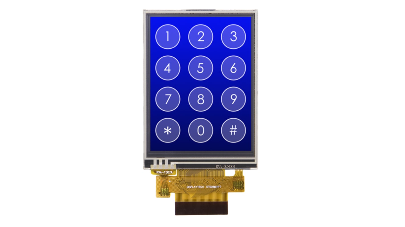 Display LCD TFT Displaytech, 2.8poll, interfaccia MCU, RGB, 240 x 320pixels, touchscreen