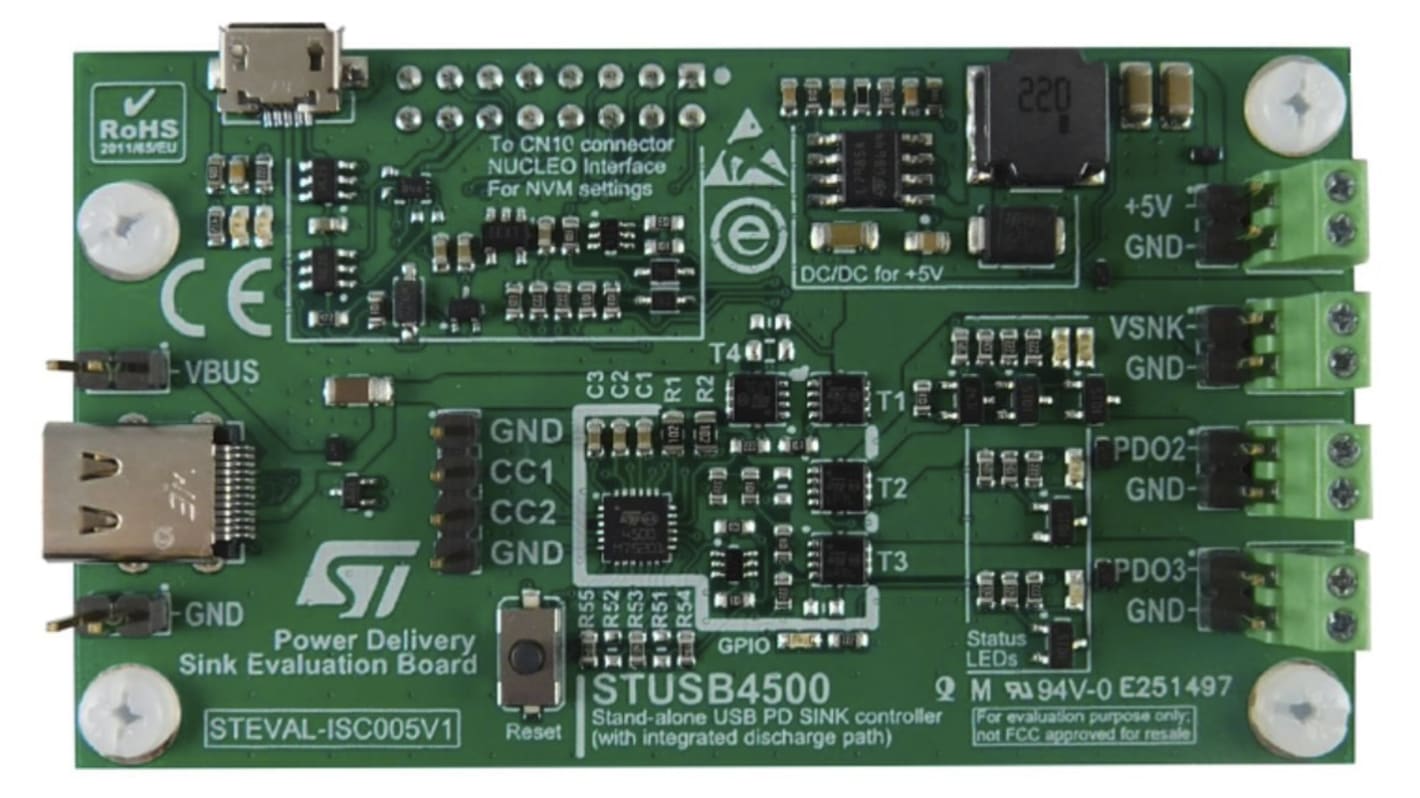 STMicroelectronics Evaluation Board for the STUSB4500 USB Power Delivery Controller L7985 Evaluation Board for