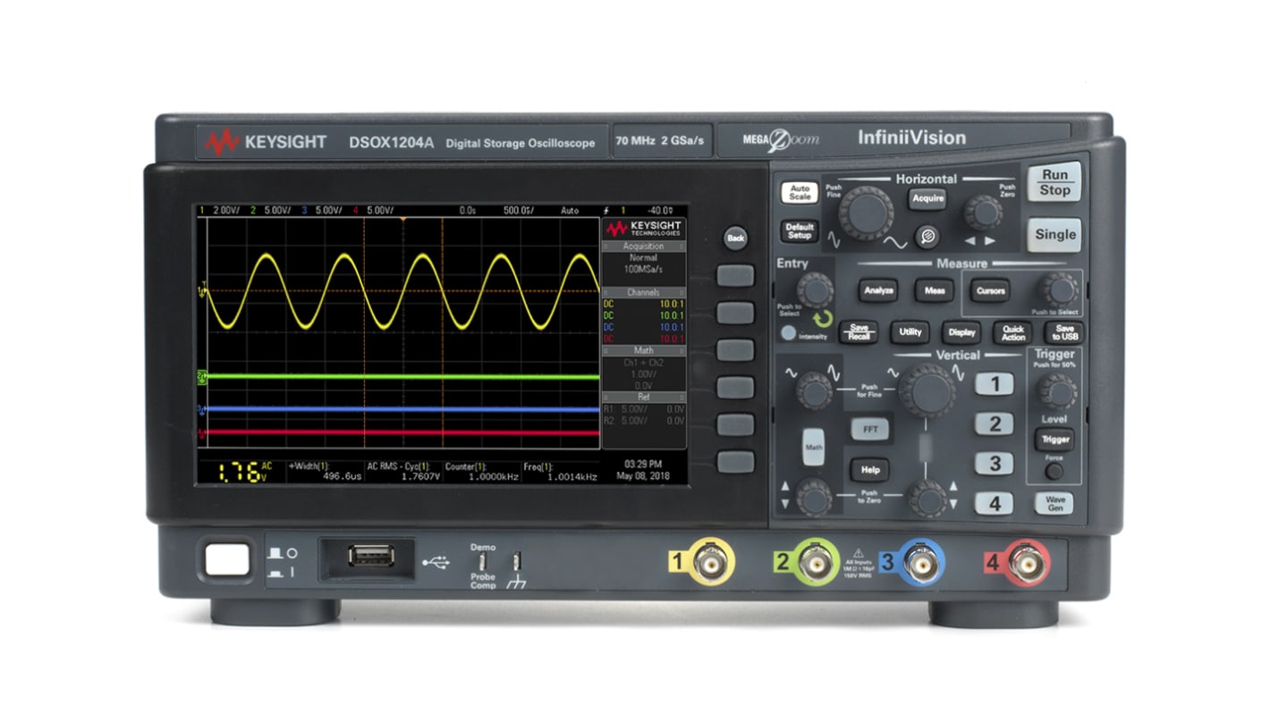 Keysight Technologies DSOX1204A InfiniiVision 1000 X Series Digital Bench Oscilloscope, 4 Analogue Channels, 70MHz - RS
