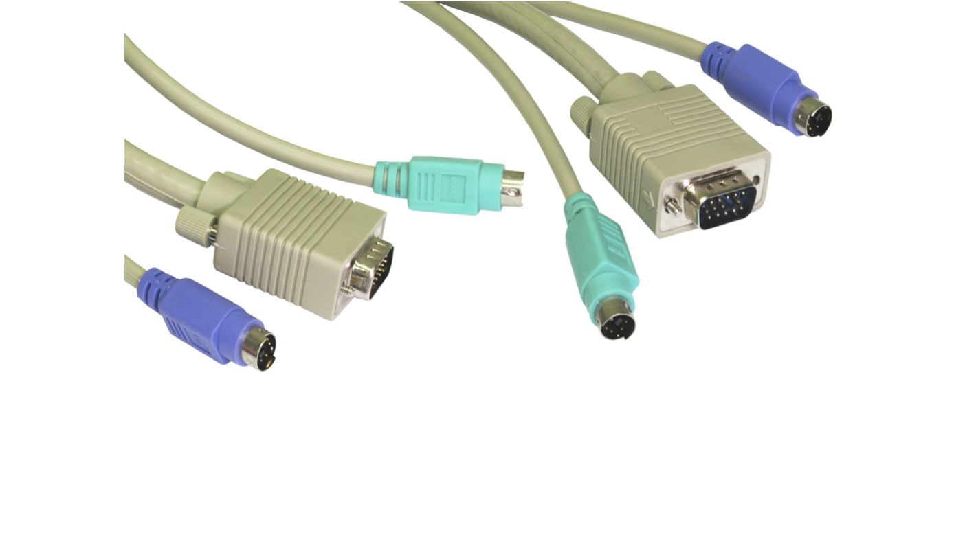 RS PRO KVM-Kabel, PS/2 x 2; VGA / Stecker, PS/2 x 2; VGA / Stecker, Schwarz, 3m