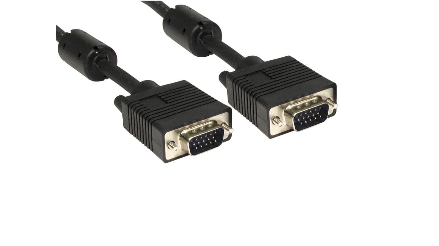 Cable VGA RS PRO de color Negro, con. A: VGA macho, con. B: VGA macho, long. 20m