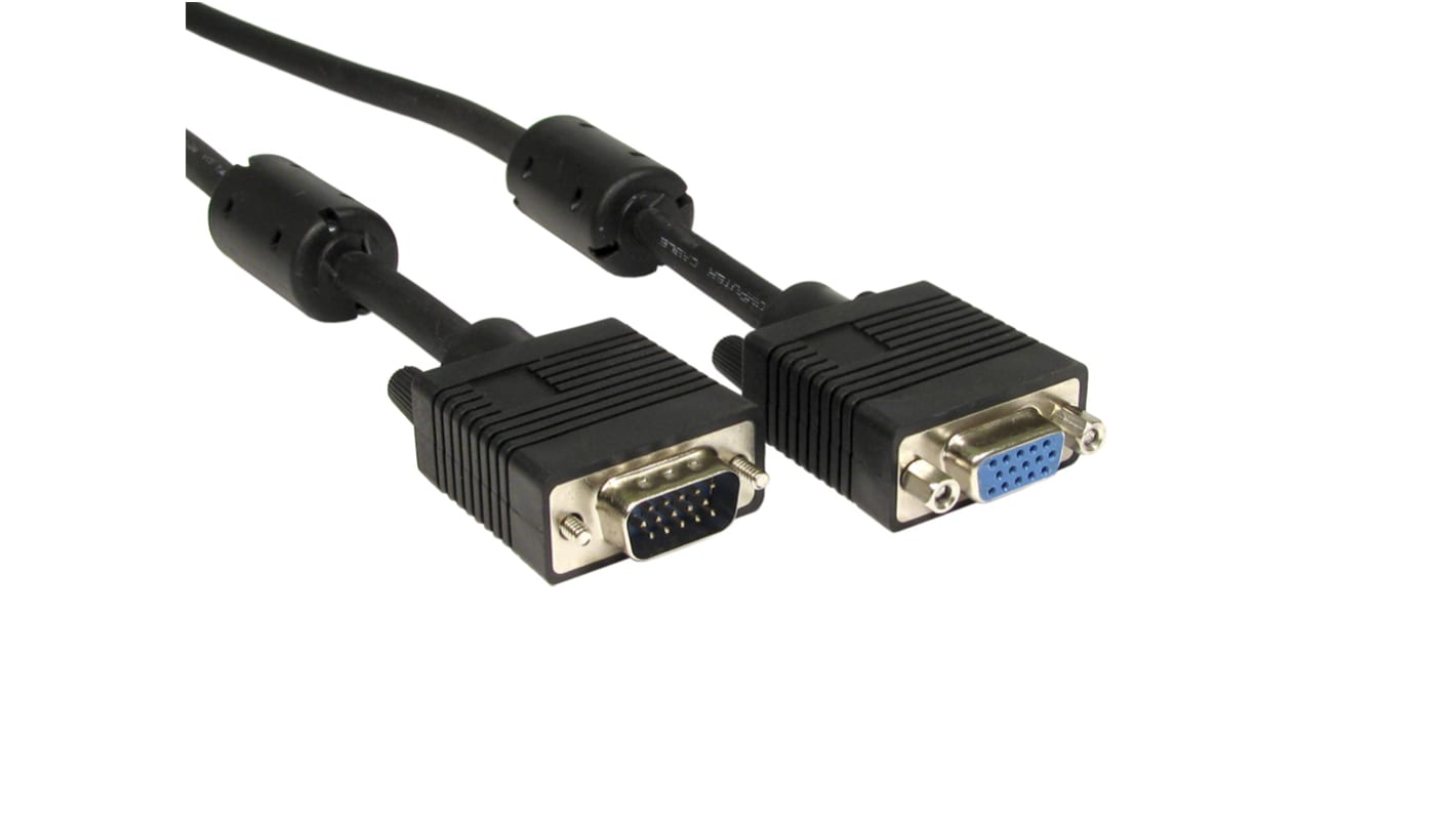 Câble VGA RS PRO 1m VGA / Mâle, VGA / Femelle Noir