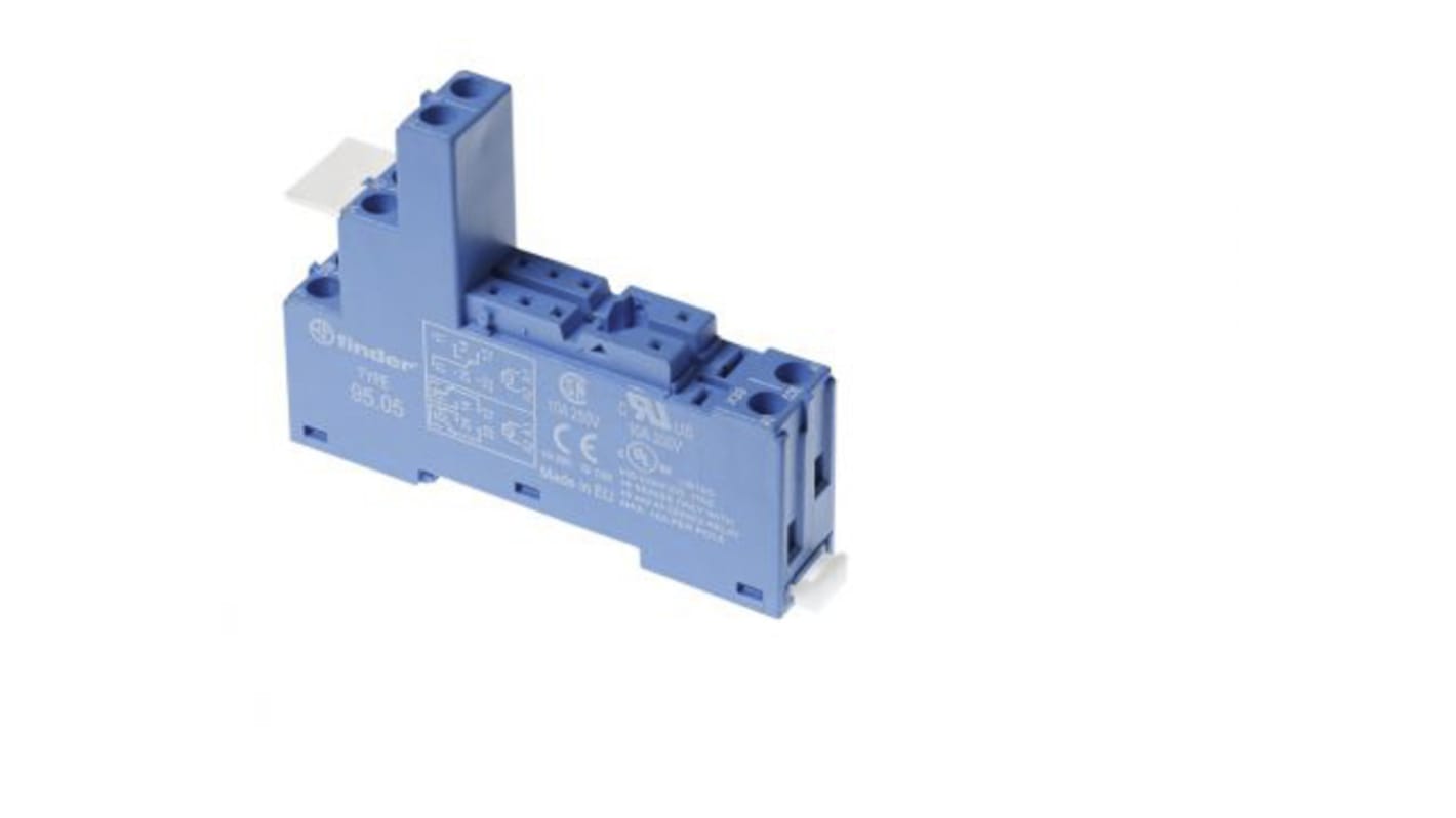 Finder 95 8 Pin 250V ac DIN Rail Relay Socket, for use with 40/41/43 Series Relays