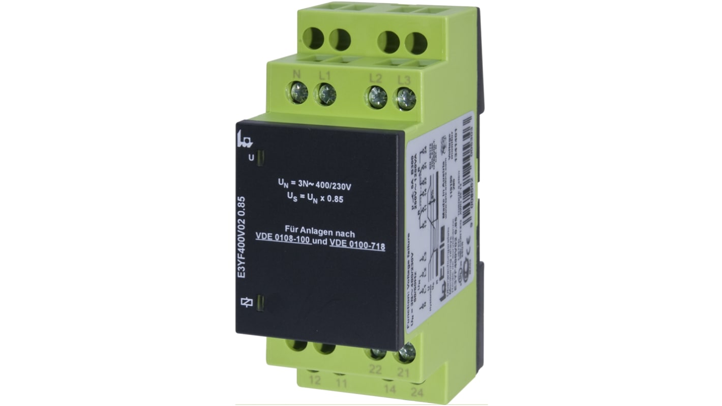 Tele Voltage Monitoring Relay, 3 Phase, DPDT, DIN Rail