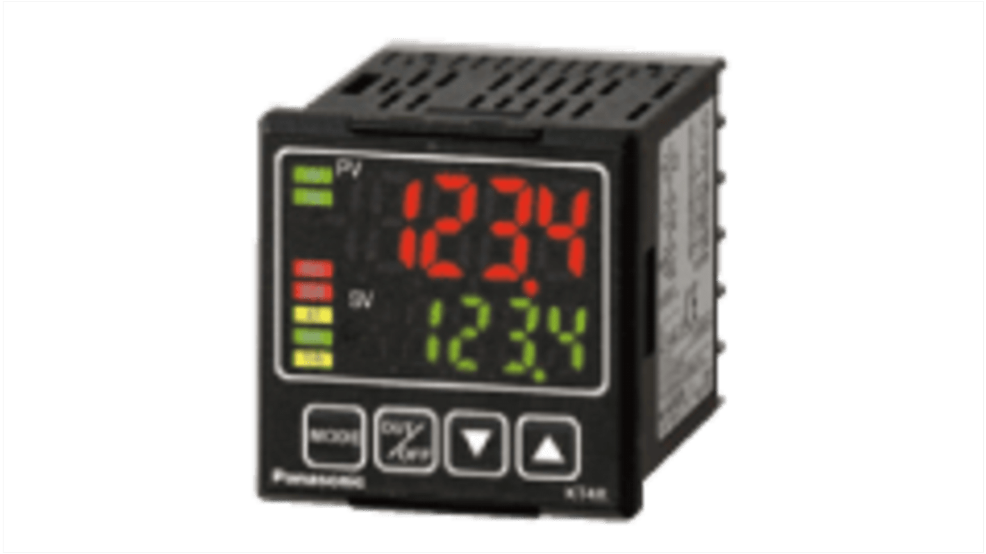 Panasonic AKT4R DIN Rail PID Temperature Controller, 48 x 60mm 1 Input, 3 Output Non Contact Voltage, 24 V ac/dc, 100