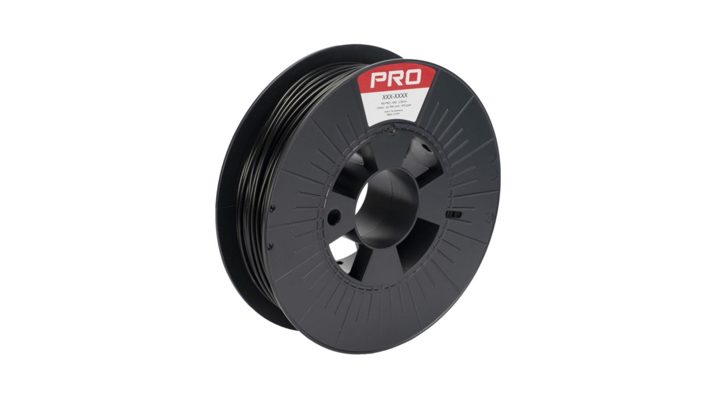 RS PRO PP 3D-Drucker Filament zur Verwendung mit Gängige Desktop-3D-Drucker, Schwarz, 2.85mm, FDM, 500g