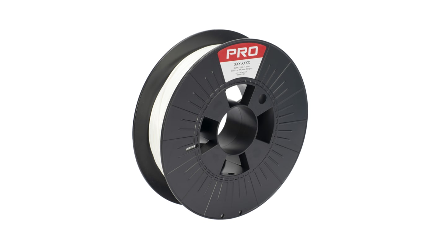 RS PRO 1.75mm White PLA Satin 3D Printer Filament, 500g