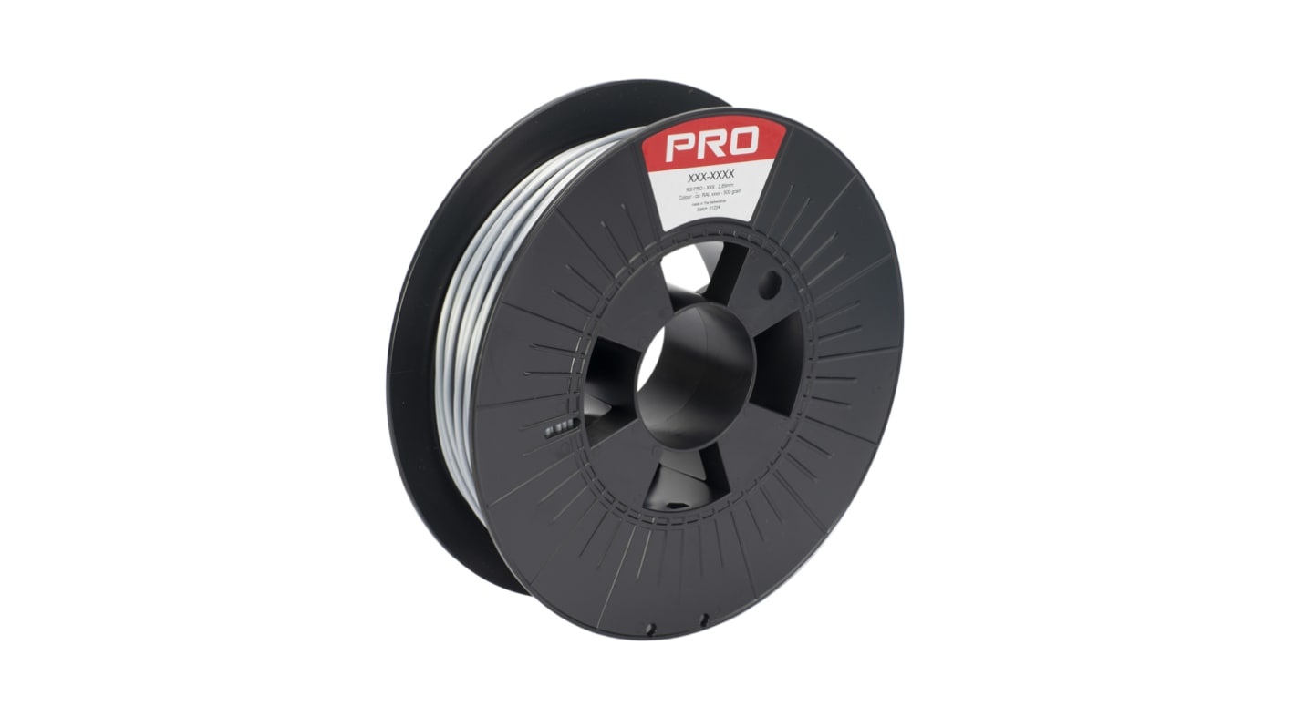 RS PRO 2.85mm Silver PLA Satin 3D Printer Filament, 500g